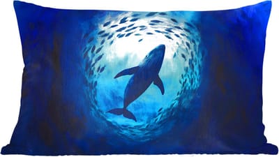 Sierkussens - Kussentjes Woonkamer - 60x40 cm - Walvis - Vissen - Donkerblauw