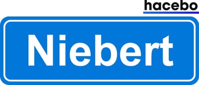 Hacebo - Plaatsnaam Sticker - 29x10 CM - Niebert sticker - Verkeersborden sticker - grappige cadeaus - Niebert
