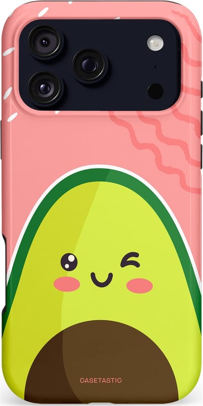 Casetastic hoesje geschikt voor Apple iPhone 17 Pro Max - MagSafe - Dubbellaagse bescherming - Avocado Vibes - Fashion Case - Perzik Geel Donkergrijs Koraal