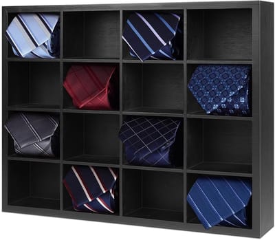 BRENZOOS- Bamboe Badgerhouder 16 Compartimenten - Wandbeugel - Multifunctionele Organizer - Krawatten Organizer - Bureau Organizer - Natuurlijke Materialen - Krawattenhouder