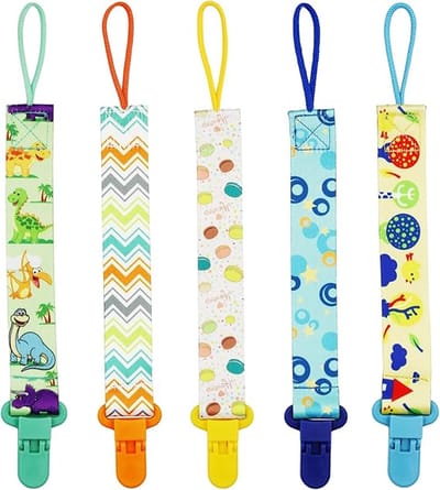 Fopspeenclip voor baby's, 5 stuks, meerkleurig, fopspeenhouder, speenclip voor baby's, jongens en meisjes (blauw)
