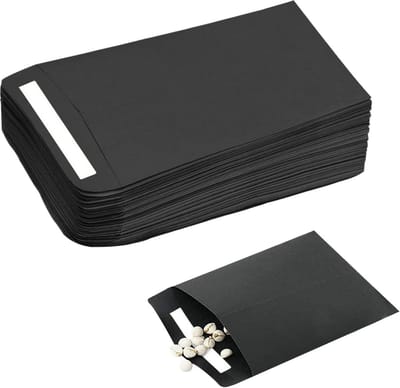 50 Stuks Zwarte Zelfklevende Enveloppen - Kraft Papier Enveloppen voor Zaden, Muntstukken, Geld en Stempels (10x6cm)