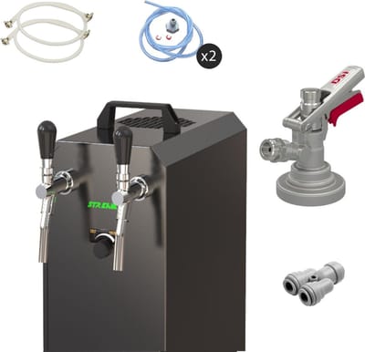 Complete set - Biertap - stream 50/K 2-kraans RVS, 50 liter/u, met membraanpomp - Biertap, Beertender, Thuistap, Bierkoeler, zonder, Type G