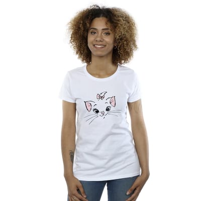 Disney Dames/Dames Klassiek Marie Face Pocket Katoenen T-Shirt (Wit)