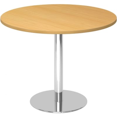 BISTRO F100R C - Systeem conferentietafel Beuken Chroom Ø 100