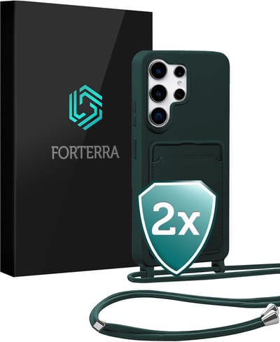 Hoesje Geschikt voor Samsung S26 Ultra Case Siliconen Hoes Met Koord - Hoes Geschikt voor Samsung Galaxy S26 Ultra Met Telefoonkoord Hoesje Backcover - Donkergroen - 2 PACK