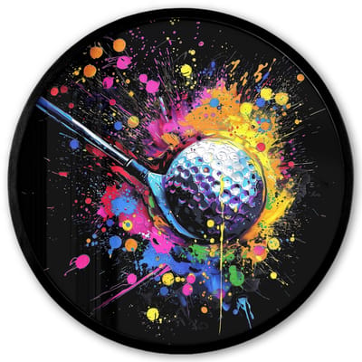 Poster in lijst Rond - Fotolijst 40x40 cm - Posters - Graffiti - Sport - Golf - Golfclub - Ronde posterlijst zwart - Decoratie - Wanddecoratie woonkamer - Muurdecoratie slaapkamer