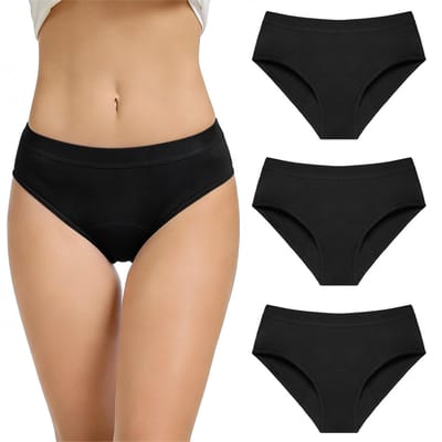 Damesondergoed - 3-pack - Maat S - Geschikt voor 50-60 kg - Geschikt voor een tailleomtrek van 30 cm - Slipjes - Menstruatieondergoed - Damesondergoed met middelhoge taille - Verdikt ondergoed - Elastisch ondergoed - Comfortabele slipjes voor thuis