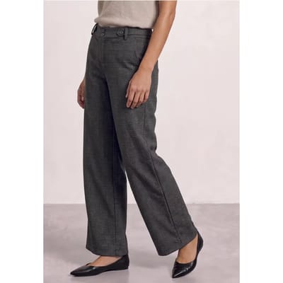 Broek met High Waist en wijde pijpen met ruitjespatroon