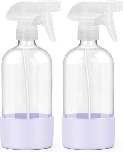 2x Glazen Spuitflessen met Siliconen Beschermhoes - Verstelbaar Inhoud 500ml voor Planten, Haar & Schoonmaak
