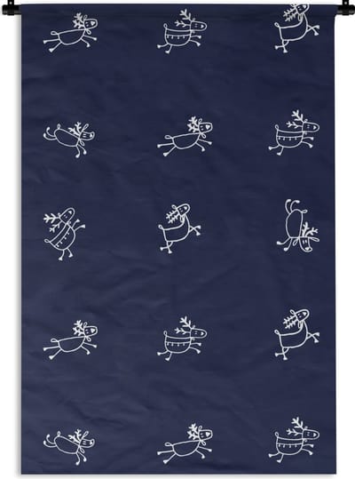 Wandkleed - Wanddoek - Hert - Patroon - Illustratie - 60x90 cm - Wandtapijt