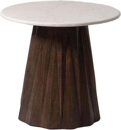 Bijzettafel Faiza - Marmeren Tafel - Woonkamer Inrichten - Hoogwaardig Marmer - 60x50cm - Bruin