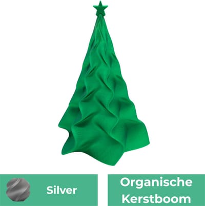 Organische kerstboom – Decoratief object - Zijde Silver - 3d geprinte object – Winter woondecoratie – 15CM