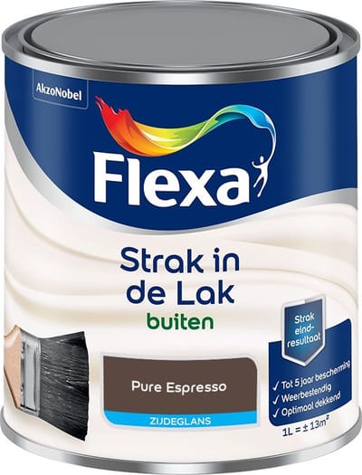 Flexa - Strak In De Lak Buitenlak Zijdeglans - Pure Espresso - Mengverf - 1 L