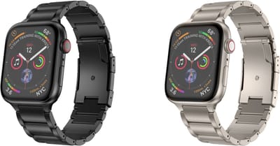 Strap-it Bundel Geschikt voor Apple Watch Bandje - Titanium Smartwatchbandje - bundel van 2 stuks: 38 - 40 - 41mm - Zilver Zwart