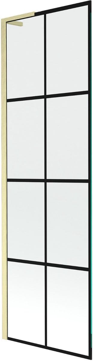 Mexen Next L badwand 1-vleugelig 60 x 150 , zwart raster, goud geborsteld - 895-060-000-03-77-55