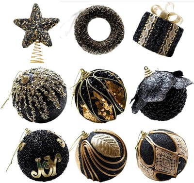 Kerstversiering- kerstballen-kerstdecoratie voor binnen- Kerstversiering - Kerstballen - Kerstbalversieringen - Onbreekbaar - Kerstversiering - Kerstboomhangers - Pomponversieringen (totaal 9 stuks - 18*14cm)