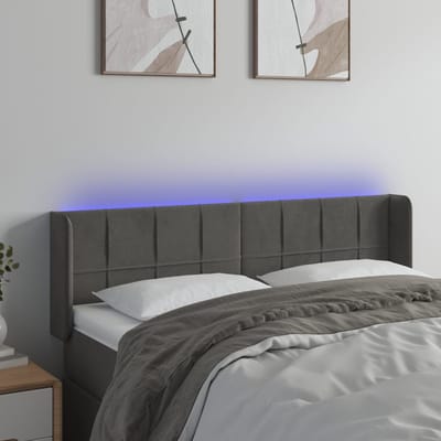 vidaXL - Hoofdbord - LED - 147x16x78/88 - cm - fluweel - donkergrijs