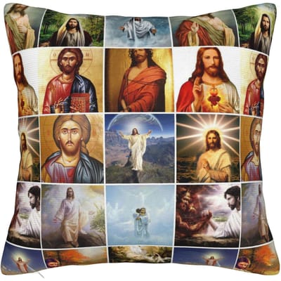 Jezus Christus God Jezus Vierkante Kussenhoezen Polyester Kamer Christelijke Kussenhoes Creatieve Decoratie Kussensloop 40*40 40x40cm