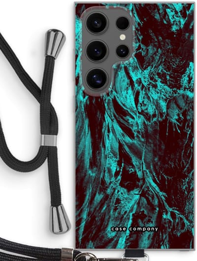 Case Company® - Hoesje met koord geschikt voor Samsung Galaxy S24 Ultra hoesje met Koord - Ice Age - Telefoonhoesje met Zwart Koord - Bescherming aan alle Kanten en Over de Schermrand