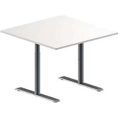 Schäfer Shop  Genius MODENA FLEX aanbouwtafel, in hoogte verstelbaar, vierkant, T-voet ronde buis, B 1000 x D 1000 mm, wit