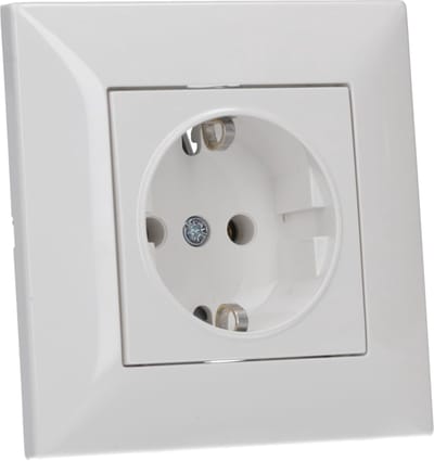 Compleet Set: SCHUKO Stopcontact met Enkelvoudig Afdekraam Wit 50x50 mm