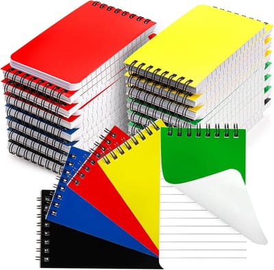 30x Mini Notitieblokken Spiraal Gebonden Gevoerd Pocket Formaat Diverse Kleuren