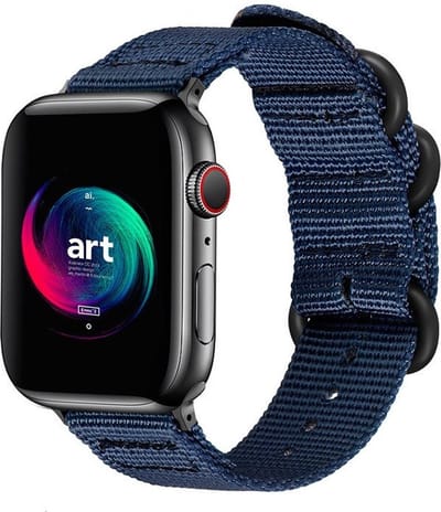 Strap-it Nylon Smartwatch bandje met gesp - Geschikt voor Apple Watch Series 1/2/3/4/5/6/7/8/9/10/11/SE/SE2/SE3 - Blauw - Stof iWatch bandje met gespsluiting voor maat: 38 / 40 / 41 / 42mm