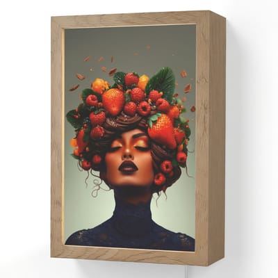Wandlamp 20x30 cm - Oplaadbaar - Vrouw - Chocolade - Frambozen - Aardbeien - Koekjes - Wandlampen binnen woonkamer - Slaapkamer lamp met kabel - Decoratieve nachtlamp - Vloerlamp snoer
