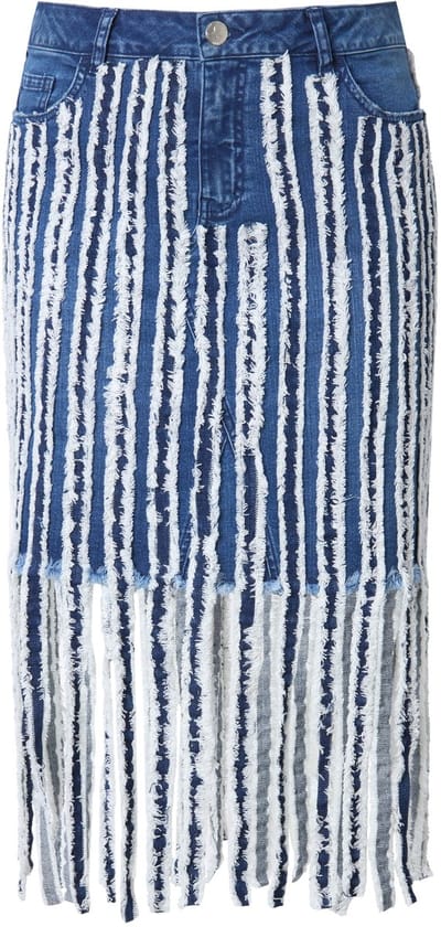 Angel of Style - Dames - Jeansrok slim fit lange franjes 5-pocket - Blue stone - Maat 50