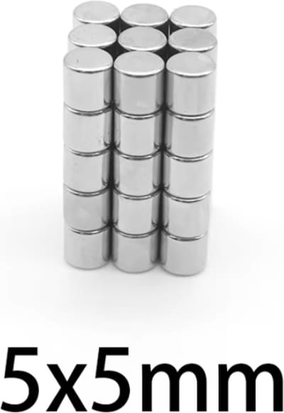 TLVX 25 stuks Erg Sterke Kleine Magneten Rond 5x5mm / Mini magneten / Zinaps / Ultra Sterke Magneet / Neodymium magneten / Magneetjes Deur / Kastdeuren / Koelkast / Whiteboard / School / Leren / Schoolbord / Papier vastzetten / Magnetische werking