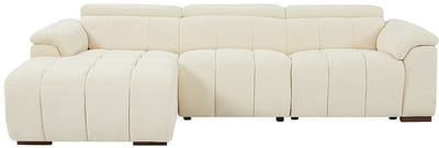 Vente-unique Elektrische relaxbank met linkse hoek in beige stof MOLPICA