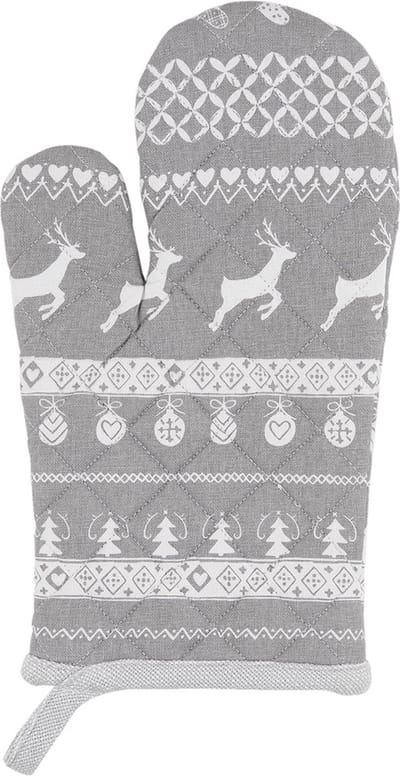 Clayre & Eef Ovenwant 16x30 cm Grijs Katoen Kerst Ovenhandschoen Cadeau voor haar