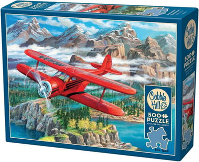 Legpuzzel Dubbeldekker - Vliegtuig Puzzel - Ontspanning Thuis - Unieke Stukjes Vormen - 68 x 49 cm - Rood