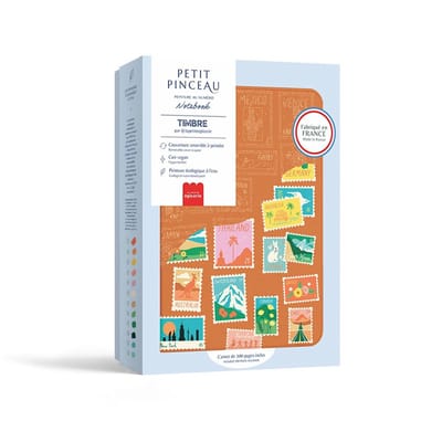 La Petite Epicerie Paint by Numbers Note book “STAMPS / STEMPEL / TIMBRE” inclusief 200 pagina's blanco A5 notitieboek & veganistische leren omslag 24,5x32,5cm 524gr| Creatieve | Hobbyset | kinderen en volwassenen | beginnersvriendelijk