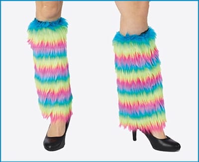 Furry rainbow legwarmers - beenwarmers in regenboogkleuren