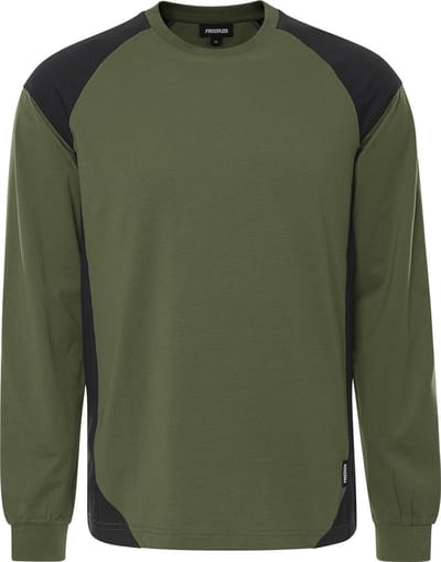 Fristads Heavy T-shirt lange mouw 7071 GTM - Legergroen/zwart - M