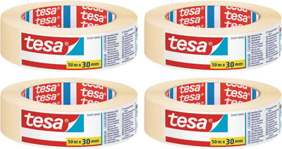 Set van 4x Afplaktape/schilderstape 30 mm x 50 m - Verf afplakband/tape - Maskeertape - Tesa Masking tape