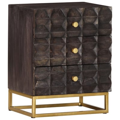 vidaXL - Nachtkastje - 40x30x50 - cm - massief - mangohout - zwart