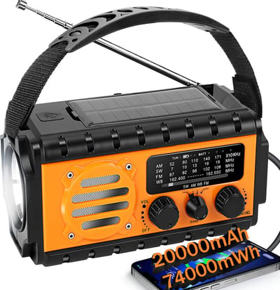 XSY350 Max – Noodradio met NOAA – 20.000mAh Powerbank – Solar & Dynamo – IPX6 Waterbestendig – Ideaal voor Auto & Noodpakket en Langdurige Stroomuitval