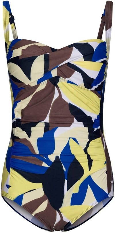 Pastunette Badpak Beach Leaves - Ecru/Blauw/Lime - Corrigerend - Maat 40