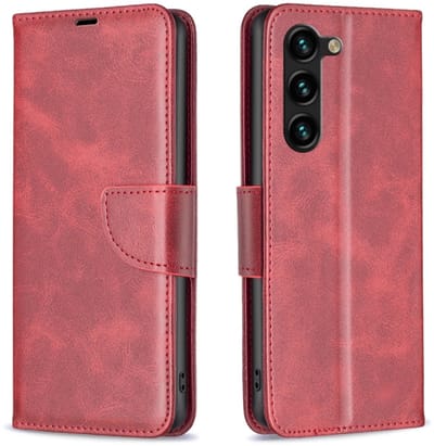 Voor Samsung Galaxy S24+ 5G lamsvachttextuur pure kleur flip lederen telefoonhoes (rood)