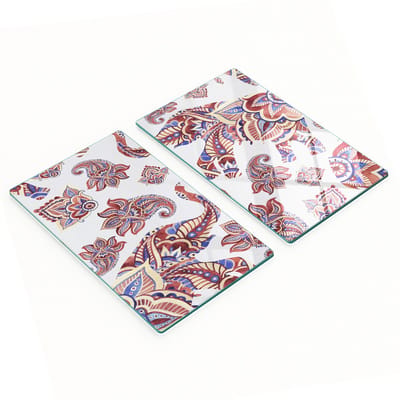 Elegante glazen borden, 2 stuks, decoraties in de vorm van een olifant, 2x30x52 cm
