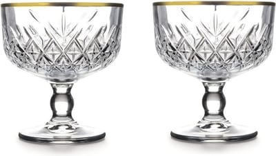 Pasabahce timeless glazen (2 stuks) Golden Touch ijscoupe - icecream gouden rand