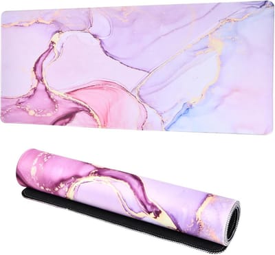 XXL Muismat - Bureauonderlegger Tafelmat - Gaming en Kantoor - Antislip Rubberen Basis - 900 x 400 mm - Roze