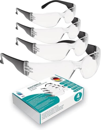 Set van 4 Veiligheidsbrillen Krasbestendig en UV-Bescherming voor Werk en Sport