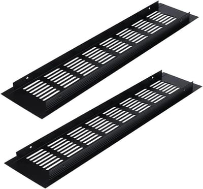 Ventilatieroosters Set - Luchtgaten Deksel - Ventilatie Verbeteren - Duurzame Aluminiumlegering - 2 Stuks 80x350MM - Zwart