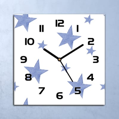 Coloray Wandklok - Sterren Klok Glas - 30x30 cm - Lichtblauw Wandklok - Wandklok Vierkant - Wandklok Industrieel - Wandklok Keuken - Stille Wandklok