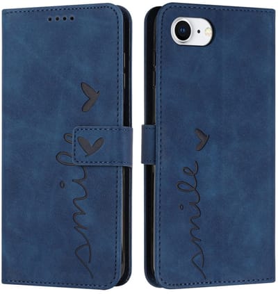 Coverup Hoesje - Geschikt voor iPhone 16e / 17e Hoesje - Coverup Smile Book Case - Blauw