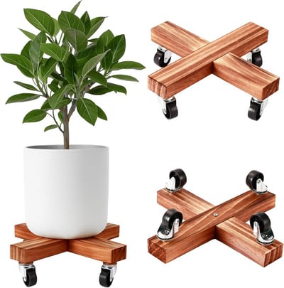 Houten Plantenwagen met Wielen voor Binnen en Buiten, 30,5 cm